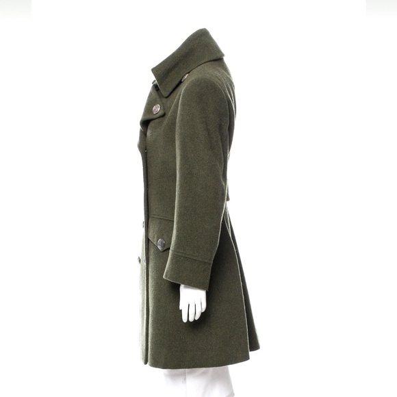 DOLCE & GABBANA Olive Green Double Breasted Wool COAT Silver Buttons M 6 42 RARE - Picture 9 of 13